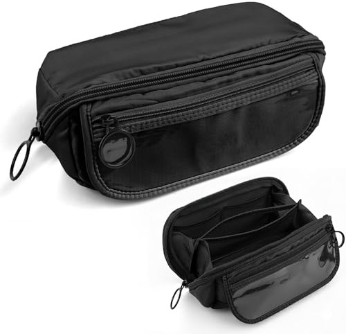 Large Capacity Pencil Case with 9 Compartment,Black Pencil Case for Boys Girls,Portable Stationery Pencil Pouch,Pen Bag,Makeup Bag,Multifunctional Pencil Cases for Students,Adults,School,Office(Black)