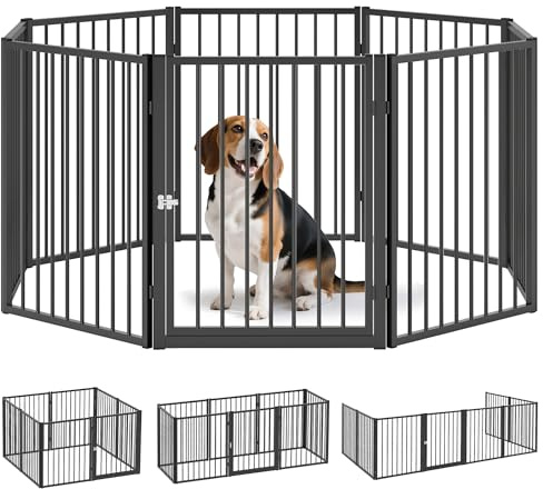 PawHut Parque para Perros de 8 Paneles Vallas para Perros Plegables de Acero 76 cm para Pequeños y Medianos para Interior Exterior Jardín Negro