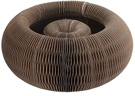 Aatraay Tablero Rascador para Gatos, Juguete Rascador Plegable de Papel Corrugado con Campana Redonda y Hierba Gatera, para Que los Gatos Jueguen y Duerman