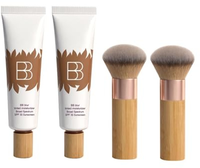 BB Blur Tinted Moisturizer, solskydd SPF 30, färgad primer BB Cream med pensel, fuktighetslotion för kvinnor, fuktar och utjämnar huden, medium täckning, brett spektrum, lyser upp smink