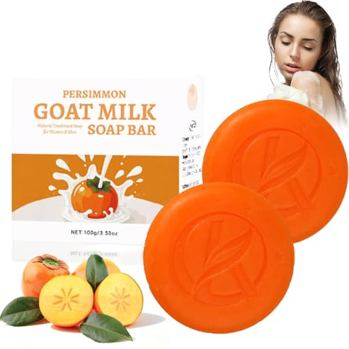 Persimmon Soap for Nonenal, Persimmon Soap for Old People, Persimmon Goat Milk Soaps, Removes Odors, Deodorant Bath Bar for Men & Women, Moisturizing Body Cleanser (2PC)