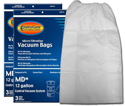 EnviroCare Replacement Micro Filtration Vacuum Cleaner Dust Bags for Modern Day 12 Gallon Central Vacuums 6 Pack