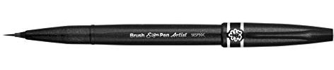 Pentel SESF30C Brush Sign Pen Artist, Extra Fine Brush Tip, Black (Single Pen)