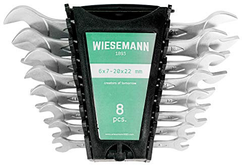 WIESEMANN 1893 Double Open-End Wrench Set 8 pcs I Open-End Spanner Kit with Holder I 81277