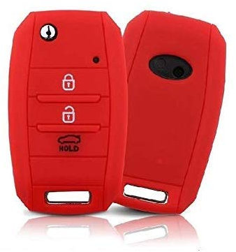 Cover Guscio Chiave Compatibile Con Kia CEE'D CEED Sorento Sportage Rio Carens Soul Venga Niro Silicone Gomma 3 Tasti Portachiavi Custodia Morbido Protezione Telecomando Auto (rosso)