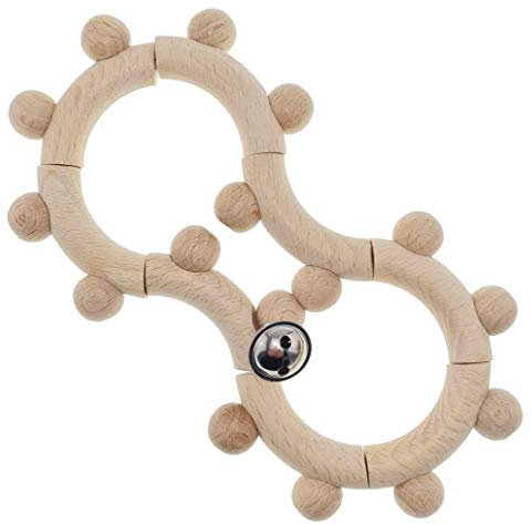 Hess Holzspielzeug 11133 - Motorikrassel aus Holz, in Form einer Acht, mit beweglichen Teilen, für Babys ab 6 Monaten, handgefertigt, nature pur, für Greifübungen