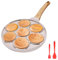 Bobikuke Sarten para Tortitas de Induccion, Molde Tortitas Smiley Antiadherente 7 Agujeros Sartén para Crepés de Desayuno para Niños 26 cm - Blanco
