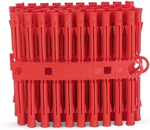 Greened House Lot de 96 chevilles murales marron 7 x 42 mm ou rouge 5,5 x 34 mm, fixation universelle à vis (rouge 5,5 x 34 mm)
