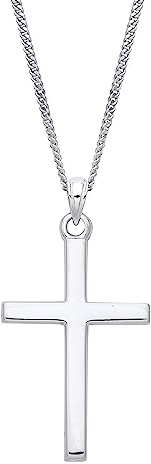 925 Sterling Silver Plain Cross Pendant & Chain 16 18 20 inch (20)