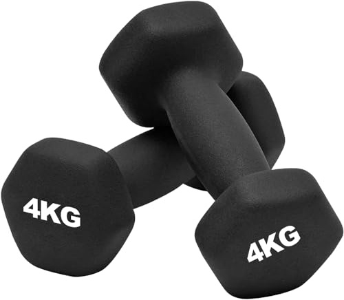 Panana Neoprene Dumbbell Weights, Pair of Dumbbells for Home Gym, Sweat Resistant Non-Slip Hand Weights Set 2 x 1KG, 2KG, 3KG, 4KG, 5KG for Pilates, Aerobics, Strength Training