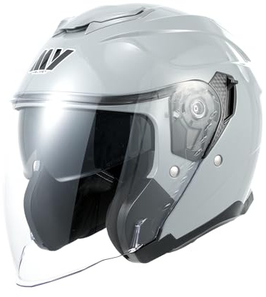 MY Casco Moto Jet 835, Homologado ECE 22.06 con Viseras Dobles para Hombre y Mujer