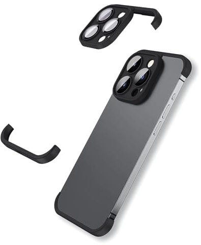 Cmeilau Coque Antichoc aux Quatre Coins sans Bordure pour iPhone 16 15 14 13 Pro Max Plus avec Protecteur d'objectif d'appareil Photo, Coque de Protection Fine et légère en Silicone Souple