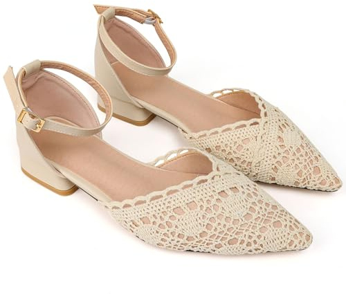 qibusleen Talons Pointus de 1 Pouce avec Tissage élégant, Escarpins fermés à Boucle Confortable pour Femmes, Mignons Chaussures de Mariage, de fête, de Travail, de Robe et de danse-40