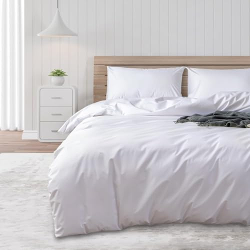 DUJUIKE Wasserdichter Bettbezug, Bettdeckenschutz, wasserdicht, Anti-Inkontinenz, geeignet für Haustiere, Katzen und Hunde, Kinder, ältere Menschen, Doppelreißverschluss (Weiß, Twin (135 * 200 cm))