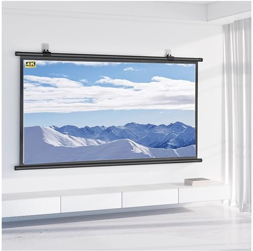 Schermo per Proiettore Manuale per Home Theater Campeggio Ufficio Riunioni, Grandangolo Schermo Videoproiettore con Bloccaggio Automatico(60in/134cm)