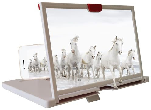 MOVKZACV - Lupa de pantalla plegable para teléfono móvil, 30,5 cm, soporte 3D HD para teléfono móvil, para películas, vídeos y juegos, para todos los smartphones (blanco)