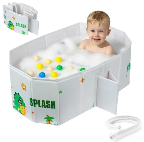 AUYAO Bañera Inflable Bebé, Plegable con Bomba, Separador | Bañera Hinchable Plegable, Infantil, Bomba Aire, Separador, Reposacabezas, Antideslizante, Bebé