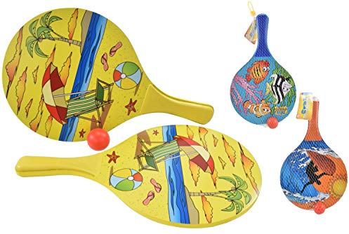 Nalu Wooden Beach Paddle and Ball Set Assorted Colours, TY8709