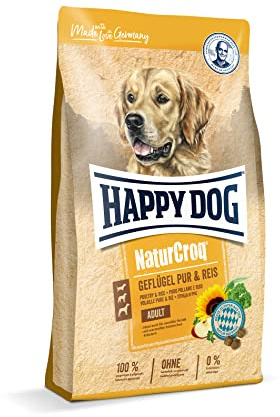 Happy Dog 60512 – NaturCroq Pur & ris – torrfoder med örter för vuxna hundar – 4 kg innehåll