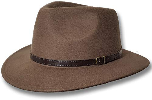Oztrala Wool Felt HAT Australian Outback Vintage Classic Fedora Men Women Leather Band Cowboy HW01 Classic Brown