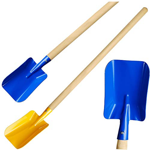 alles-meine.de GmbH 2 Stück Kinder - Schaufel/Spaten - aus Holz & Metall - Farb-Mix - 78 cm lang - stabile Gartengeräte/Gartenset - Kinderschaufel - Schippe - Gartenschaufe..