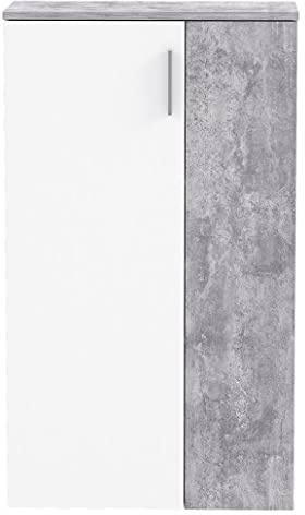 Avanti Trendstore - Finlei - Armoires à Chaussures en Bois laminé, Optique du cimentet Blanc, avec 2 Portes, LHP 69x120,5x34 cm