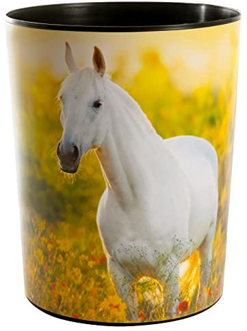 goldbuch 82 117 - Cestino Chiara in carta con diametro di 25 cm e altezza di 30 cm, contenitore da 12 litri, motivo cavallo, pattumiera giallo