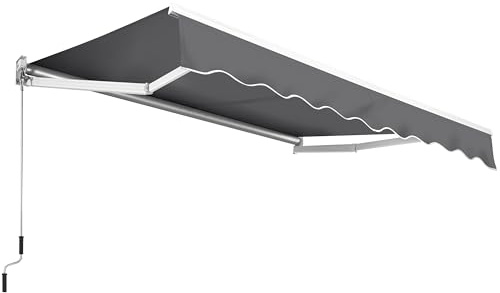 Yaheetech Tenda da Sole a Bracci Estensibili Avvolgibile Impermeabile da Esterno Balcone con Manovella Resistente ai Raggi UV Manuale Angolazione Regolabile Grigio Scuro 250 x 200 cm