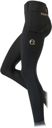e EQUITYUM Leggings Donna Olimpia, Alta qualità, Materiali Elastici e Resistenti, Full Grip, Confortevoli e Efficienti, Design Italiano (IT, Testo, XS, Regular, Regular, Nero)