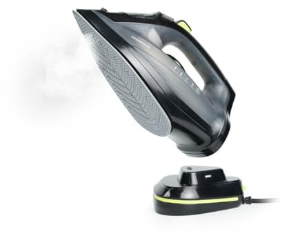 InnovaGoods - Plancha ropa, Plancha vapor 2400W, doble orientación Horizontal/vertical 320ml, Plancha vertical vapor sin cables, incluye base de carga, centro de planchado para todo tipo de tejidos.