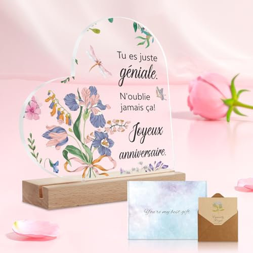 Cadeau Anniversaire Femme, Idée Cadeau Noel Femme, Plaque Acrylique Gaufrée Original, Cadeaux Saint Valentin, Inspirant Cadeau pour Meilleure Amie, Soeur, Fille, Maman（Cadeau Anniversaire）