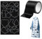 1 Rotolo Toppe per Riparazione Piumini in Nylon Toppe Adesive per Piumini 7.5cm x 150cm, Toppe Adesive Impermeabili per Piumini, Vestiti e Tende, Include 16 Modelli Decorativi, Colore Nero