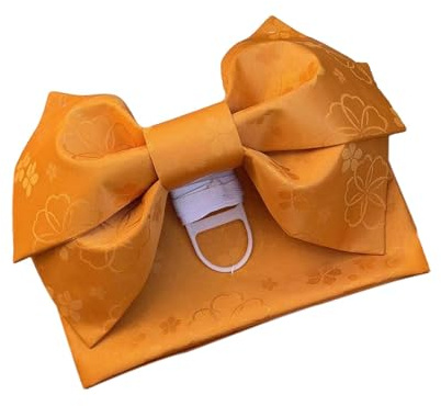 Dickly Kimono Obi Cintura con fascia giapponese Cintura con fiocco pre annodato Modello tradizionale Sakura Cintura larga regalo per le vacanze di festa, Giallo oro