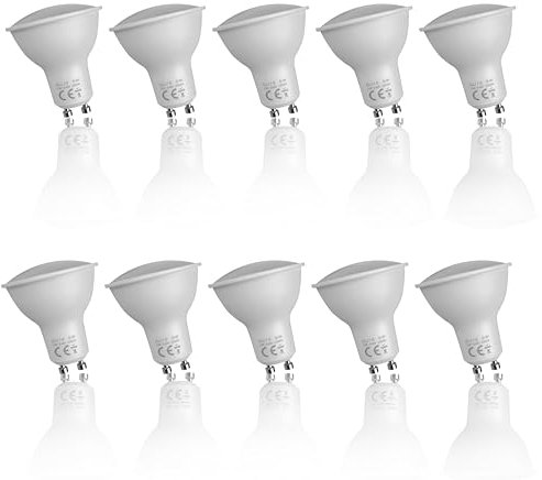 10 Pack 5W GU10 LED Spotlight, Warm White 2700K,5W Equivalent to 50W Halogen Lamp,120 Degree Beam Angle,Low Energy Consumption, Suitable for Ceiling Pendant Lights, Recessed Lights, Kitchen