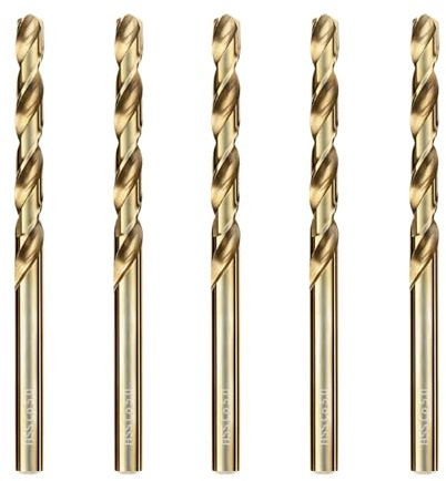 luwiscook HSS 5% Cobalt Jobber Drill Bit Set, 5pcs 5mm M35 Twist Drill Bits, 135° for Stainless Steel, Hard Metals, Cast Iron, Aluminium and Copper, Stored in A Plastic Box