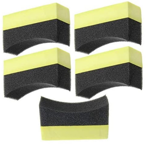 Aplicador de apósito para neumáticos, esponja para lavado de detalles de automóviles, herramienta de limpieza de espuma curva, 5 unidades, esponja de espuma para coche, almohadilla de par