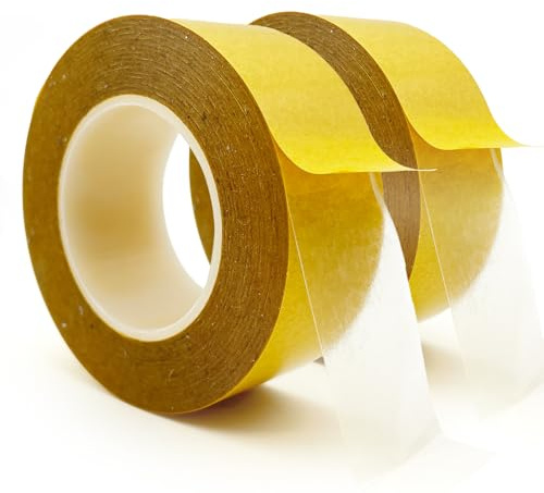 YLTOLOO 2 Pack Double Side Tape Heavy Duty, 1” x 66ft Ultra-Thin Clear Two Sided Tape, Strong Adhesive Mounting Tape for Arts & Crafts, Fix Carpet, Clothes, Woodworking, Photos, Scrapbook