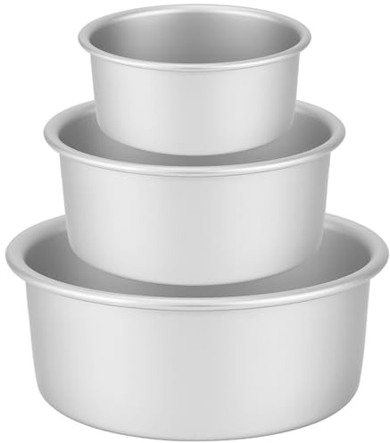 Auddemg Kuchenform Rund 3-Teil-Set (Ø 15/20/26 cm), hochwertige Backform aus eloxiertem Aluminium mit abnehmbarem Boden, ideal für Kuchen und Torten, silber