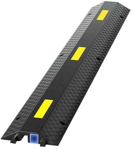 Rampa Protectora de Cables de Goma, Reductores de Velocidad Antideslizantes con 2 Canales, Proteger Cables, Cables, Cables de Extensión, Mangueras, etc