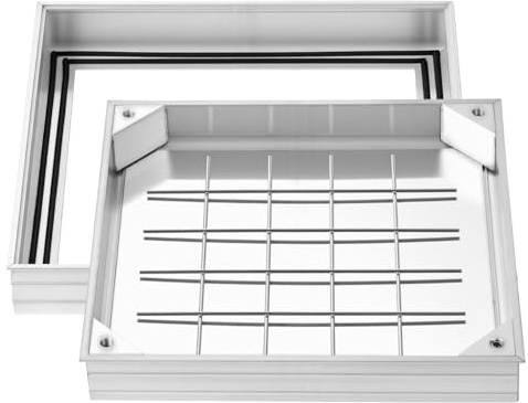 VEVOR Plaque d'Égout avec Cadre 40x40 cm, Couvercle de Regard Encastré Invisible, pour Inspection de Drainage Bouche d'Égout Trottoir Jardin, Couvercle de Fosse Septique Carré, en Alliage d'Aluminium