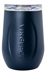 Vinglacé Stainless Steel Stemless Wine Glass- Insulated Wine Tumbler with Glass Insert and Sip Lid, 10 oz, Navy