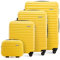 WITTCHEN Reisekoffer 4er Koffer-Set Rollkoffer Trolley Handgepäck Gepäck Reisekoffer Set Hartschale aus ABS mit 4 Spinner-Rollen Zahlenschloss Teleskopgriff Groove Line gelb