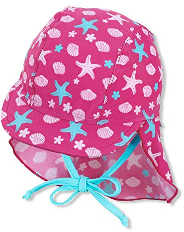 Sterntaler Baby - Mädchen Schirmmütze mit Nackenschutz Sealife Sonnenhut, Magenta, 45 EU