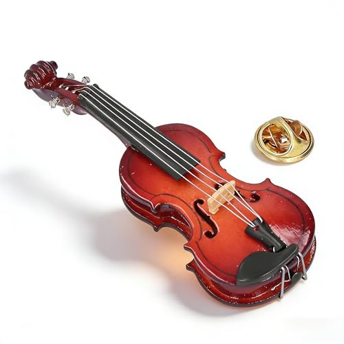Natudeco Rétro Violon Broche Femme Broche Violoncelle Exquise Avec BoîTe Miniature Instrument de Musique épinglettes pour Le Nouvel an Noël Vacances Cadeaux