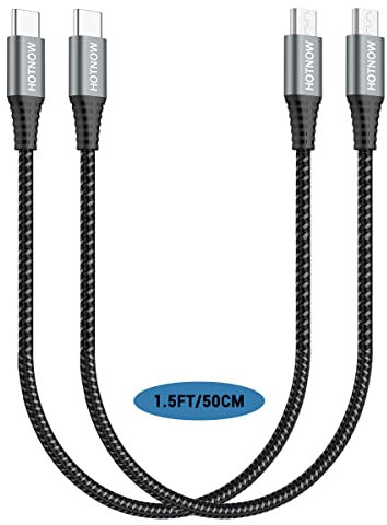 HOTNOW USB C auf Micro USB Kabel 0.5m 2 Stücke, USB Typ C auf Micro USB Kabel Schnellladung und Datensynchronisierung