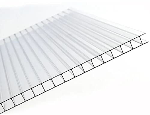 AtHaus® Polycarbonat Hohlkammerstegplatten - 200 Maße zur Auswahl | 1210 x 620-6mm Stärke | UV-beständigen (Transparent)|stoßsicheren Doppelstegplatte Gewächshausplatte Stegplatten