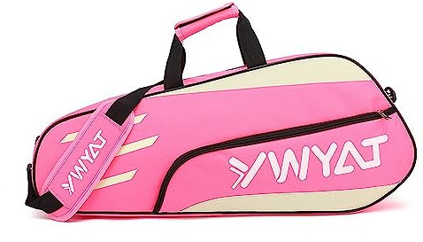 UNISTRENGH 3 Sac De Raquette De Tennis avec BandoulièRe RéGlable Et DéTachable, Sac De Raquette ImperméAble, LéGer Et Spacieux pour Le Tennis Et Le Badminton (Rose)
