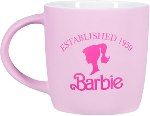 Paladone Barbie Offiziell lizenzierte rosa Logo Keramiktasse für Wasser, Eistee oder Kaffee, Mattel Barbie-Puppen-Sammeltasse für Filmfans, Geschenk für Frauen und Schreibtischdekoration