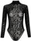 ABEHIK Durchsichtiges Oberteil Damen Sexy Rave Body f�r Musikfestival Hochgeschlossener Disco Party Outfit Pole Dance Nezt Blusebody T-Shirt schwarz Leopard S