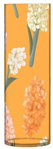 Jarrón cilíndrico de plástico de 11.8 pulgadas, decorativo, estético, decorativo, para sala de estar, para oficina, cocina, boda, jacintos de dibujos animados, color naranja